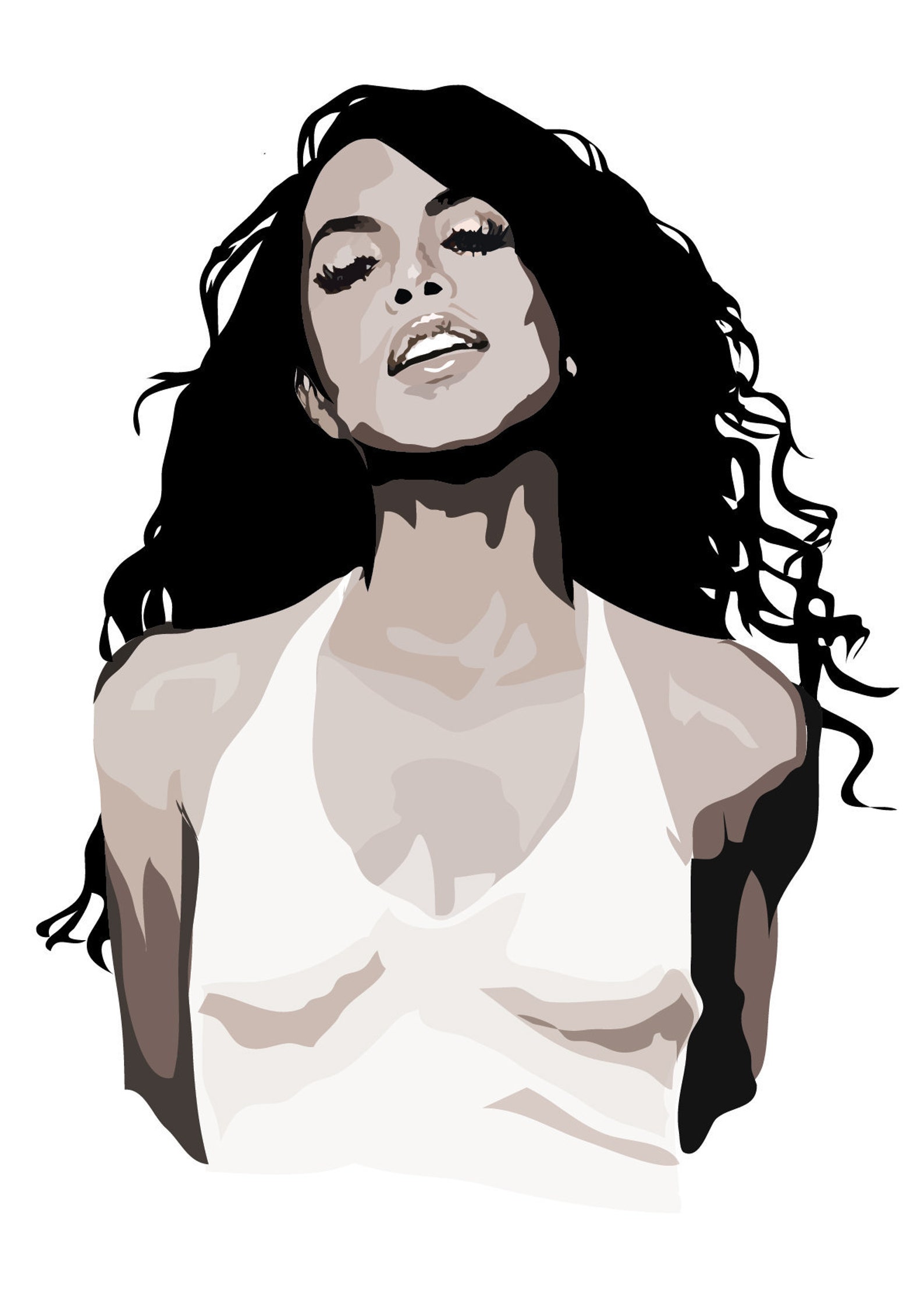 Aaliyah Art Print Music Print RnB Black and White | Etsy
