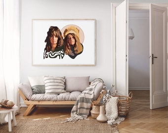 Janis Joplin and Grace Slick - Art Print - Music Print - 60s