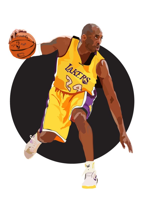 Kobe Bryant Art Print Basketball Lakers Etsy