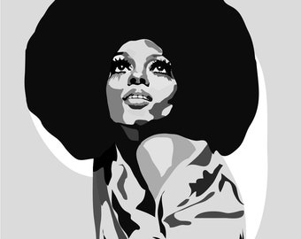 Diana Ross with Afro - 16 x 20 inch print