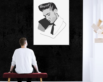 Elvis Presley - Art Print - Black and White