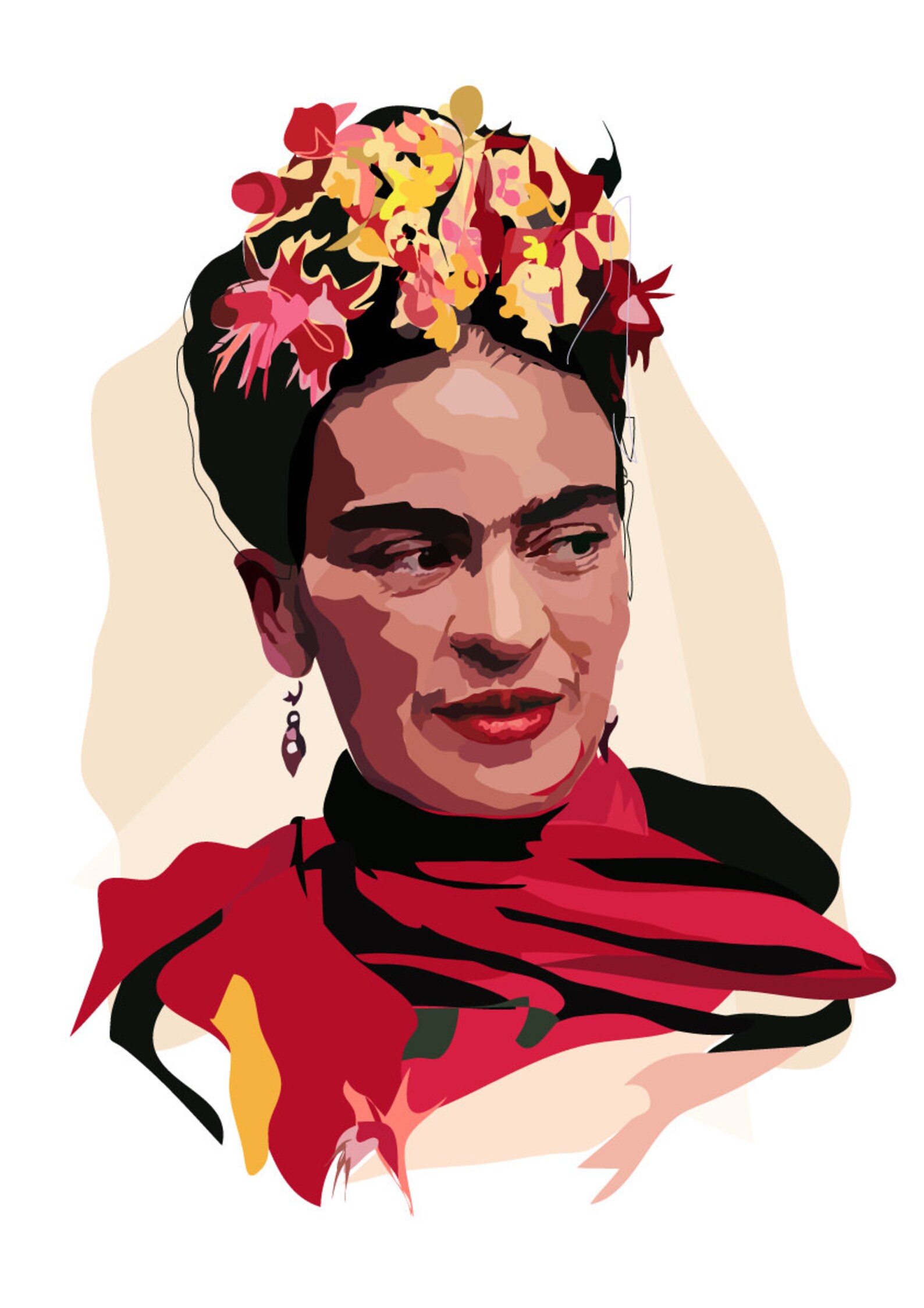 Frida Kahlo Art Print Flowers Mexico Artist Feminist Etsy