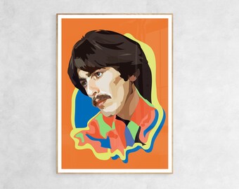 Hippie George Harrison - Art Print - Portrait Print - Beatles Print - Music Print