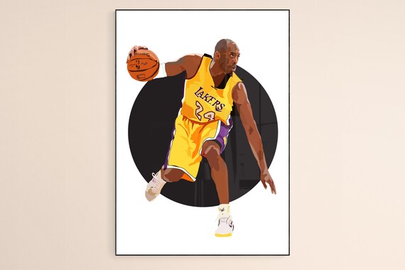 Kobe Bryant Art Print Basketball Lakers Etsy
