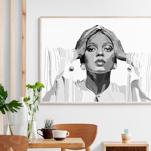 Diana Ross - Art Print - Music Print - Black and White
