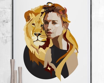 Leo - Art Print - Lion and Woman Print