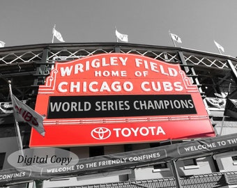 Chicago Cubs picture, INSTANT DOWNLOAD print, digital copy, Wrigley Field wall art, printable photo decor, 5x7 8x10 11x14 12x12 12x18 16x24"