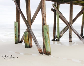 Mexico Beach Pier in color, Florida art photography, ocean photo print, large paper or canvas picture, 5x7 to 30x45" wall decor