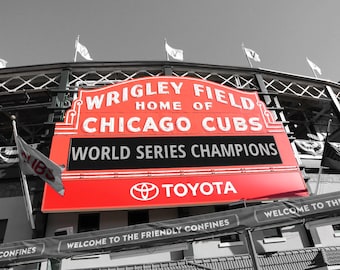 Chicago Cubs print, Wrigley Field marquee sign, 2016 World Series Champions, Chicago sports gift, canvas wall art 5x7 8x10 20x30 30x45