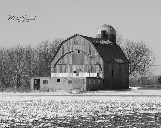 Old Barn print, countryside photo, black and white photography art, rustic barn picture, large paper or canvas wall decor, 5x7 8x10 to 32x48
