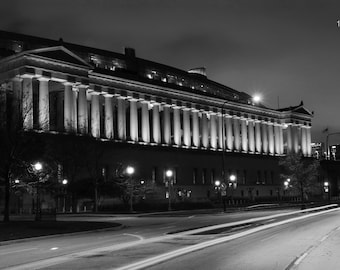 Soldier Field print, Chicago photo, Chicago Bears art, black and white photography, Chicago architecture, large wall decor, 8x10 16x20 30x45