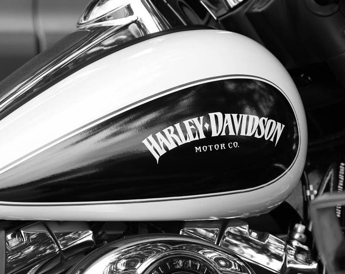Harley Davidson, art photo print, black and white motorcycle, photography gift, large paper or canvas wall decor, 5x7 8x10 11x14 32x48 40x60