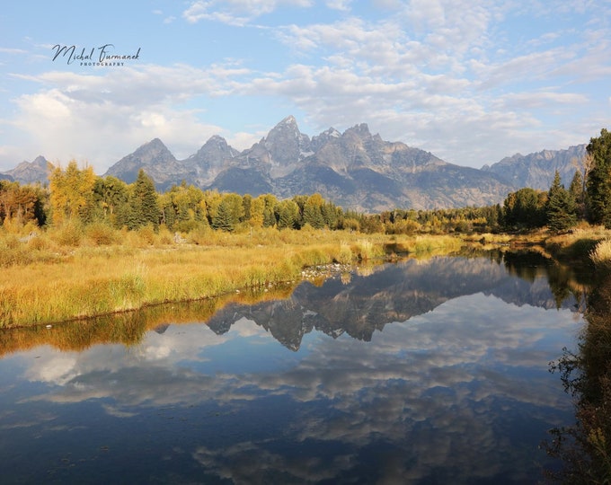 Grand Teton photo print, Wyoming photography, wall art decor, mountains reflections, large paper or canvas picture, 5x7 to 32x48 inches