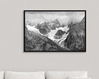 Alaska print, Kenai Peninsula photo, Seward wall art, Alaska picture, black and white mountain photography, paper or canvas, 5x7 to 40x60"