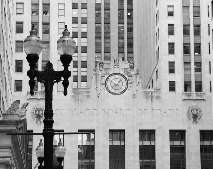 Chicago city photo print, black and white art photography, large Board of Trade picture, paper canvas wall decor 8x10 11x14 16x20 24x36
