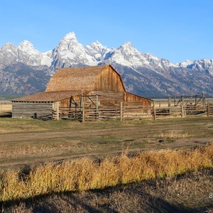 Grand Teton photo print, old Barn art photography, mountains large picture, landscape canvas wall decor 8x10 10x20 11x14 16x20 20x30 30x45