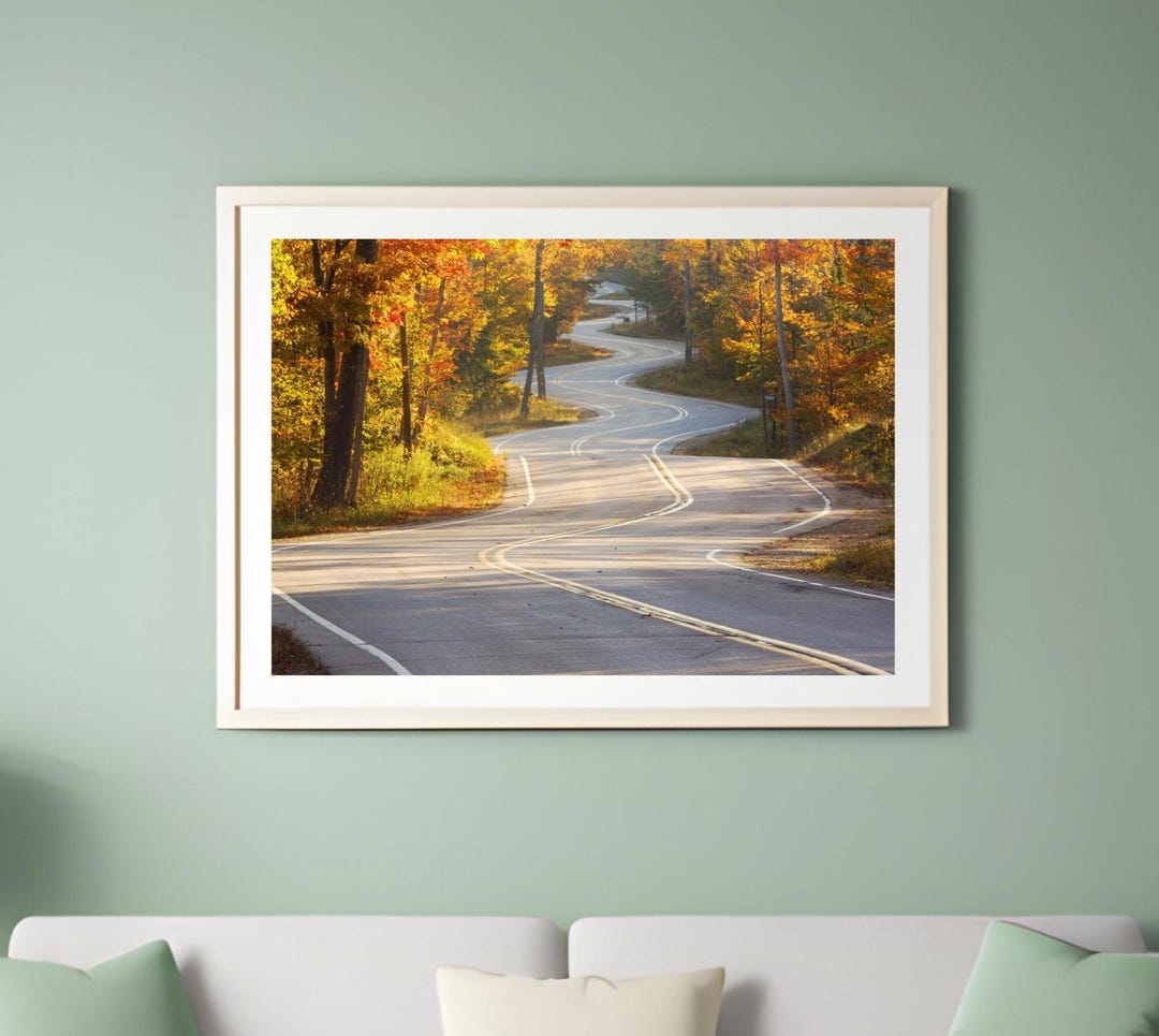 Winding Road Photo Print, Door County Art Photography, Fall Forest