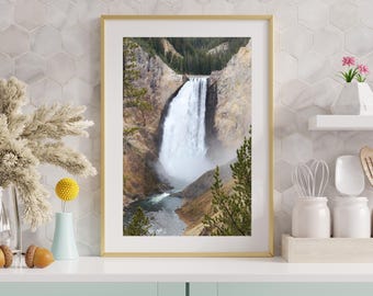 VERTICAL Yellowstone Falls photo print, Wyoming decor, wall art, American West photography, large paper or canvas picture 5x7 to 24x36"