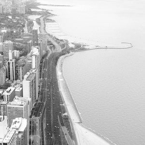 Chicago Lake Shore Drive photo print, Chicago photography, black and white art, large wall art, paper or canvas picture, 5x7 8x10 to 24x36 image 3