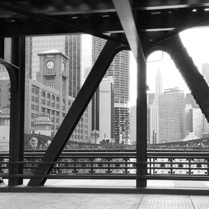 Chicago photography wall art, Chicago Bridge Skyline, black and white Chicago print, Chicago decor, canvas, photo, 8x10 11x14 16x20 32x48&quot;