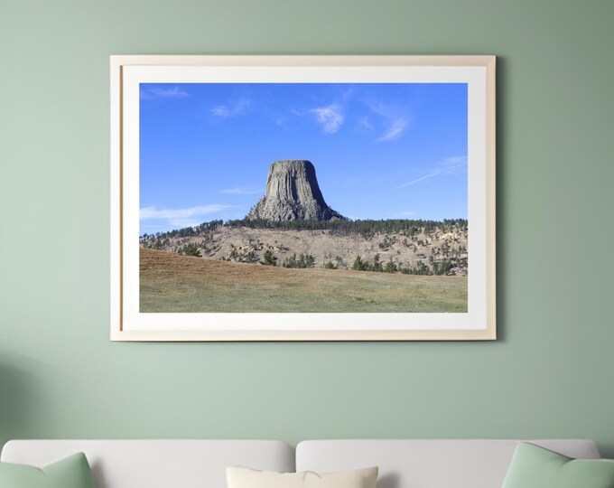 Devil's Tower photo print, Wyoming art, American West photography wall decor, large paper or canvas picture 5x7 to 32x48"