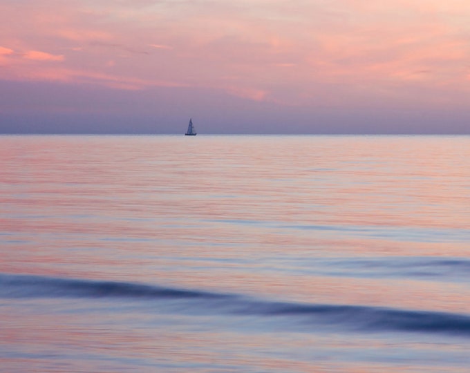 20x30 inch CANVAS, 30% off sale, Lake Michigan Sunset print, Michigan photography, large picture, purple wall art decor, only 1 available