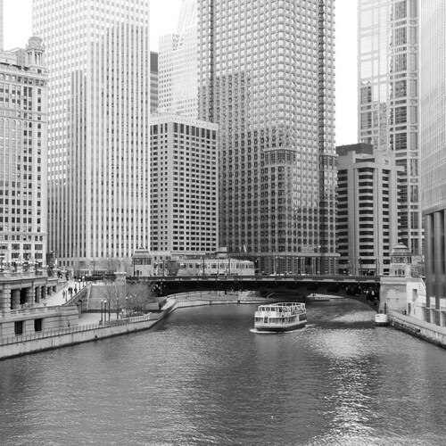Chicago River Photo Print Paper or Canvas Black and White Etsy