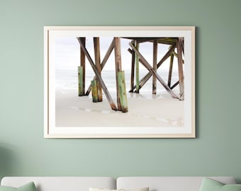 Mexico Beach Pier in color, Florida art photography, ocean photo print, large paper or canvas picture, 5x7 to 30x45" wall decor