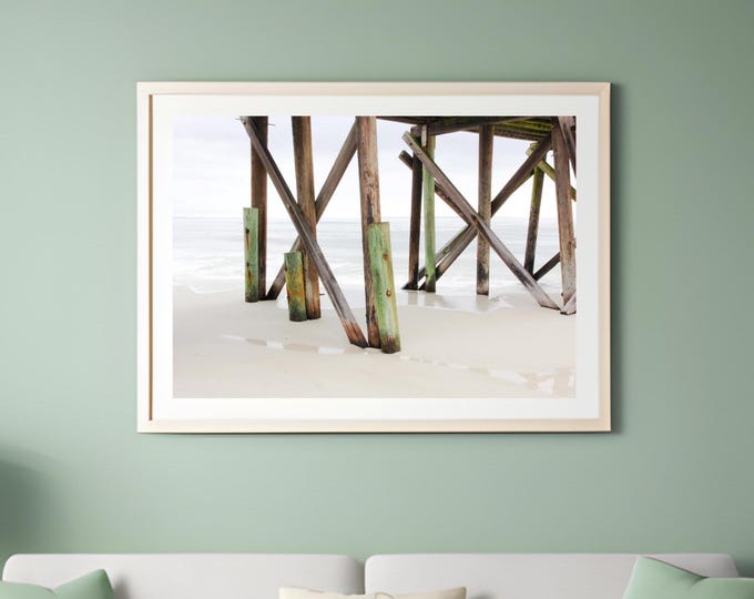 Mexico Beach Pier in color, Florida art photography, ocean photo print, large paper or canvas picture, 5x7 to 30x45" wall decor