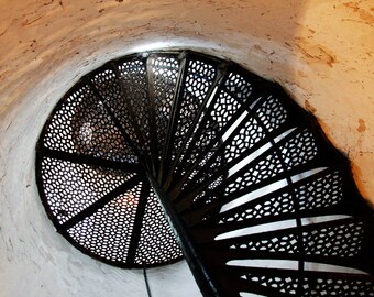 Lighthouse Stairs photo print, color or black and white photography art, large paper or canvas picture, rusty wall decor, 5x7 8x10 to 24x36"