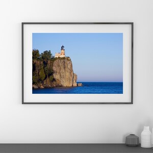 Split Rock Lighthouse art photo print, Lake Superior photography, cliff picture, blue home wall decor, large canvas 5x7 11x14 16x20 20x30