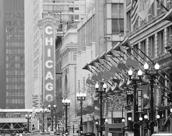 Chicago State Street picture, INSTANT DOWNLOAD, black and white, digital print copy, printable photo, city wall art decor, up to 24x36 inch
