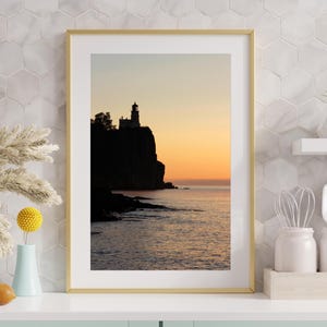 VERTICAL Split Rock Lighthouse photo print, Lake Superior art photography, sunrise picture, large paper/ canvas wall decor 8x10 11x14 24x36