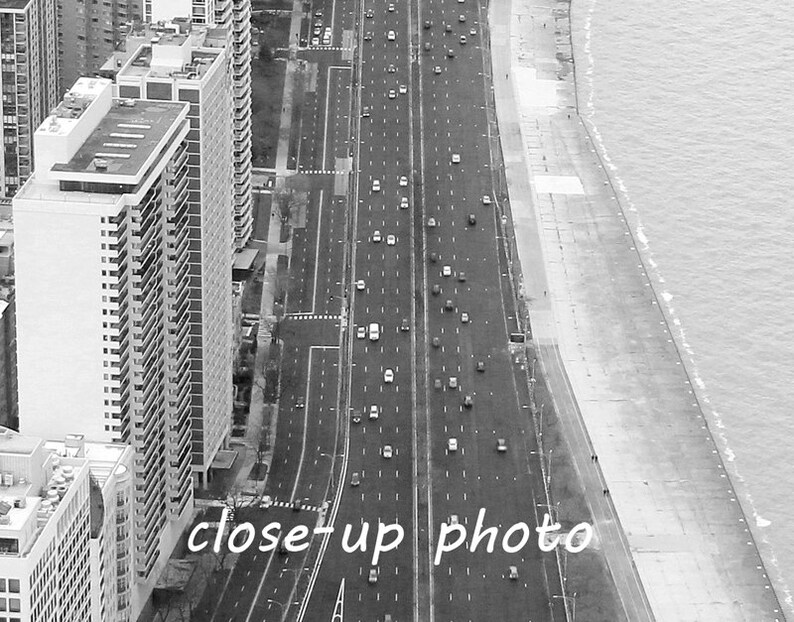 Chicago Lake Shore Drive photo print, Chicago photography, black and white art, large wall art, paper or canvas picture, 5x7 8x10 to 24x36 image 5