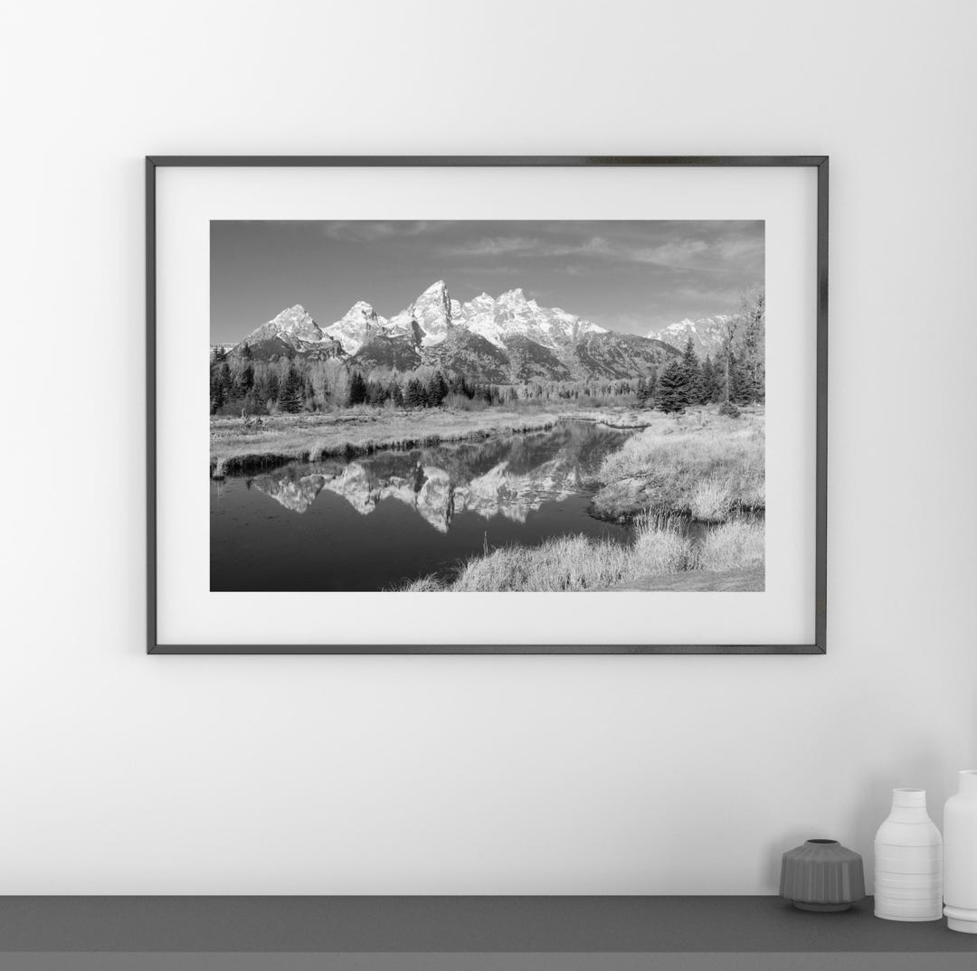 モノクロアート写真「瞳」size約A３ Grand Teton Photo Print, Black and White Wyoming Art, Snow-capped