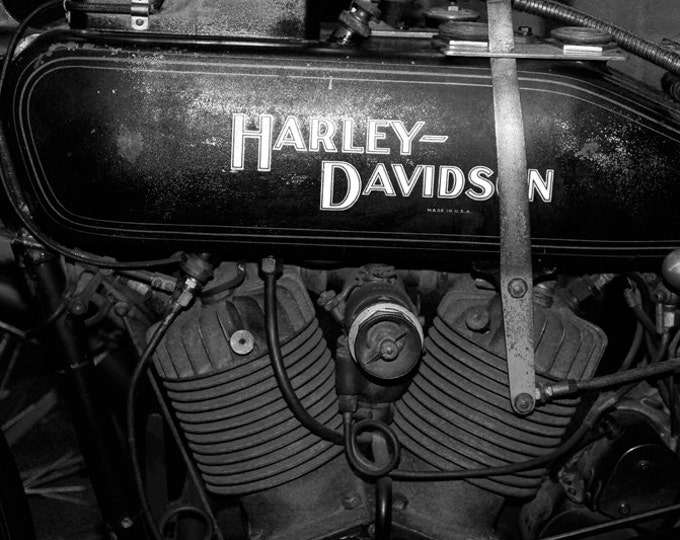 Harley Davidson art photo print, black and white picture, motorcycle gift, large paper or canvas photography wall decor, 5x7, 8x10 to 32x48"