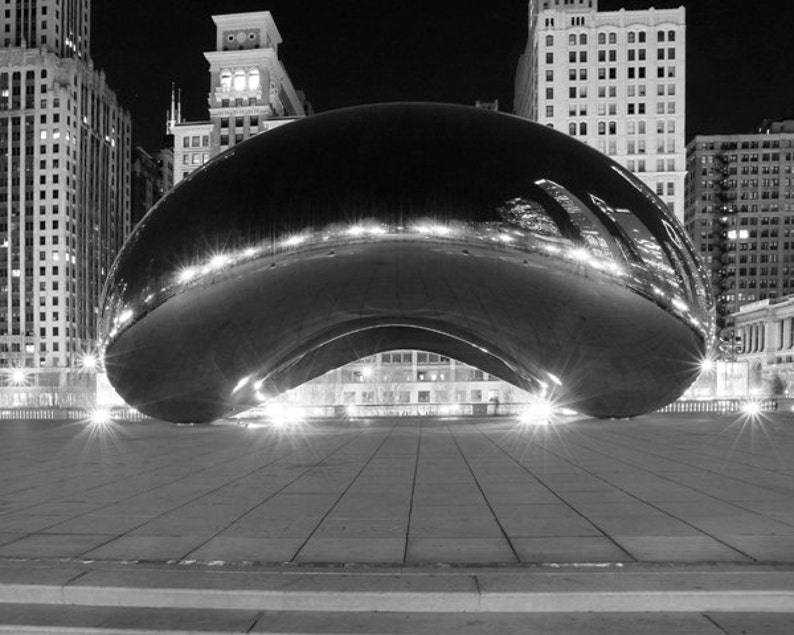 Chicago Bean Art Photography Black and White Cloud Gate Photo Etsy