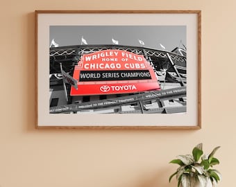 Chicago Cubs print, Wrigley Field marquee sign, 2016 World Series Champions, Chicago sports gift, canvas wall art 5x7 8x10 20x30 30x45
