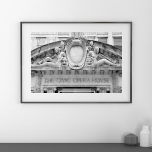 Chicago picture, wall art decor, Civic Opera House photo print, black and white photography, large paper or canvas, 5x7 8x10 11x14 to 24x36&quot;