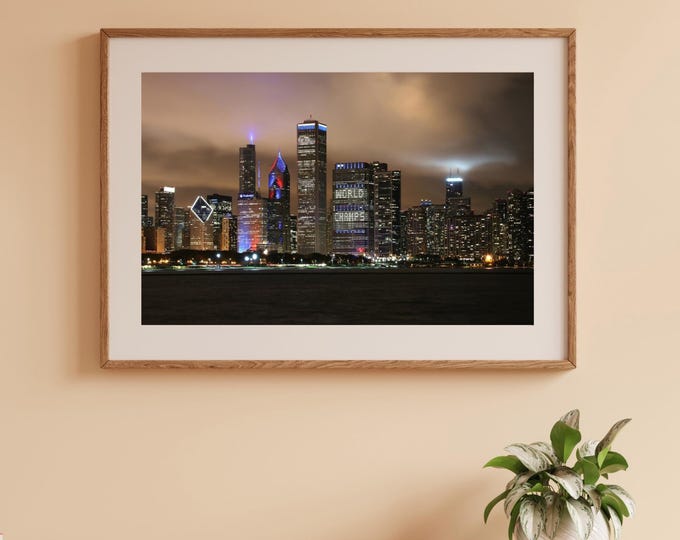 Chicago Cubs Skyline, paper or canvas photo, World Series print, large picture, photography wall art, 5x7 to 30x45 inch, Christmas gift