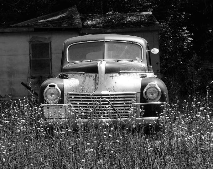 Old Chrysler, art photo print, classic car photography, black and white picture, large canvas, home wall decor 8x10 11x14 12x12 16x20 20x30