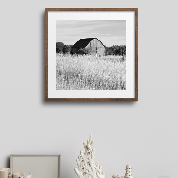 Old Barn Picture, Art Photo Print, Black and White, Michigan