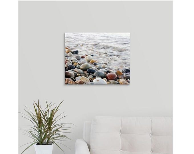 ACRYLIC PRINT, Pebbles art print, pebble beach photography, picture, Lake Michigan rocks photo, glass wall decor, sizes 11x14 to 24x36"