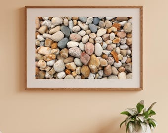 Pebbles art print, pebble beach photography, paper or canvas picture, photo of stones, rocks, Lake Michigan wall decor, sizes 5x7 to 32x48"