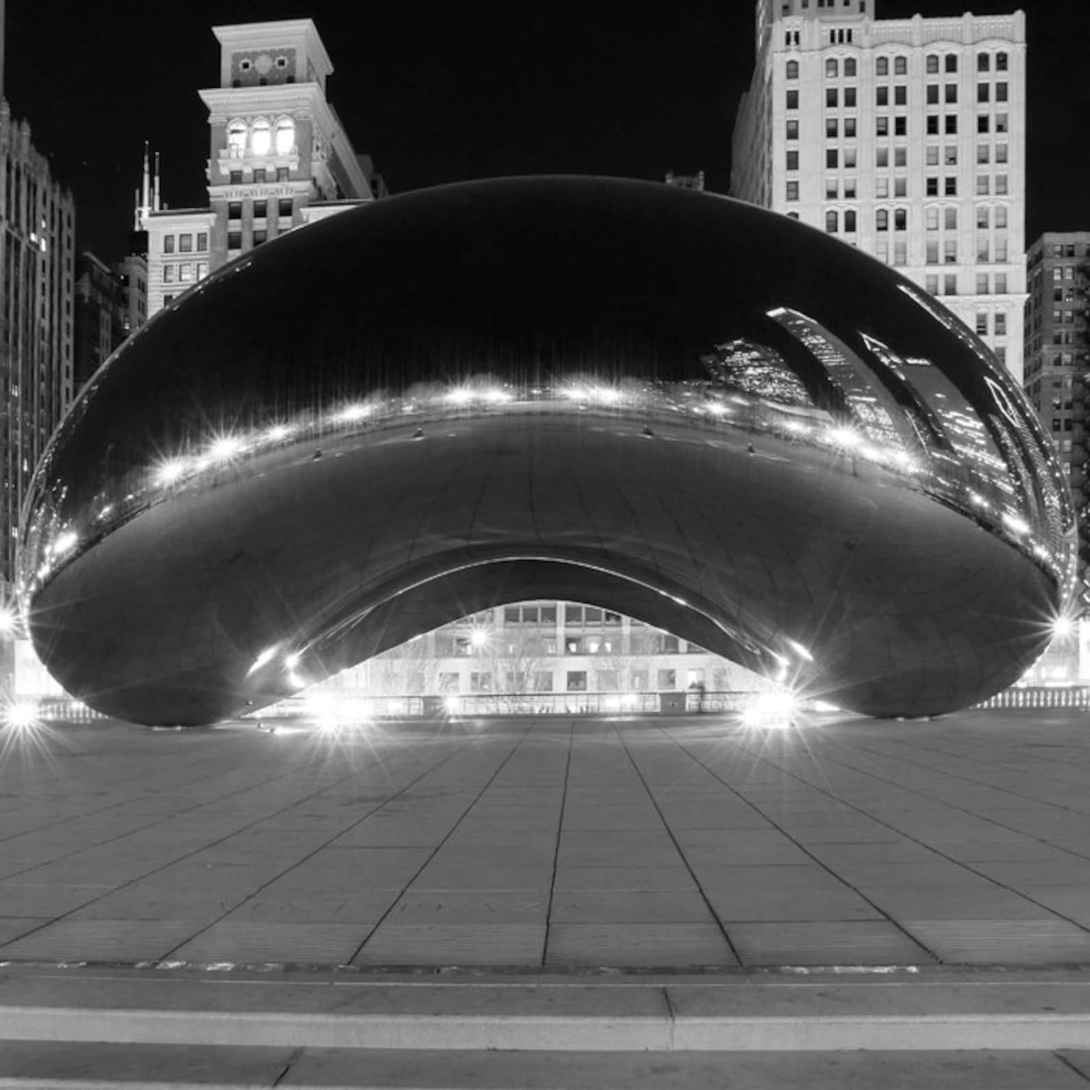 Chicago Bean Print Black and White Chicago Wall Art Chicago Etsy
