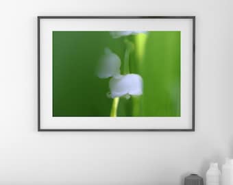 Lily of the Valley art, floral wall art, lily of the valley print, above bed wall art, over the couch decor, flower on canvas, 5x7 to 32x48"