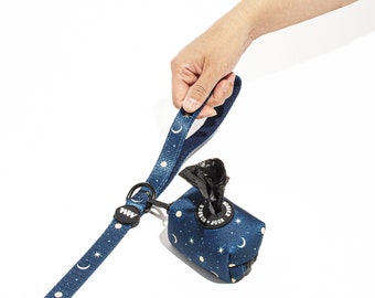 Moon Poop Bag Holder, Waste Bag, navy blue Dog Waste Bag, Cute Dog Pouch, Dog Bag with Zipper, Dog Pouch, Poop Pouch, new puppy Gift, clip