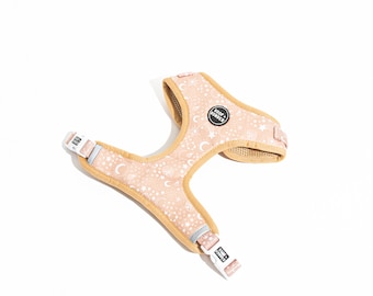 Dreamy Aesthetic Neutral Pink Stars and Lunar Moon Celestial Adjustable Dog Harness, no pull harness, unisex, girl puppy, tarot, new dog mom