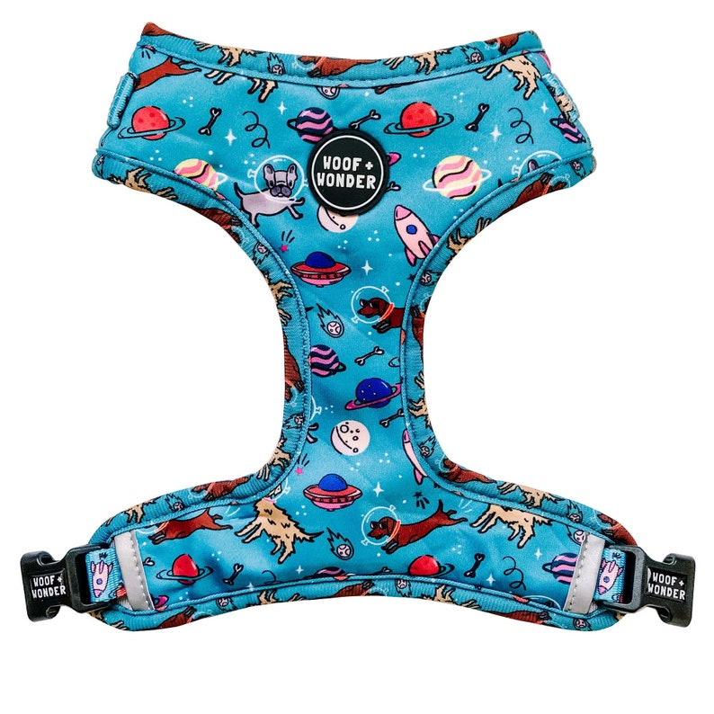 Space Dog Adjustable Harness, Blue Dog Accessories, Boy Dog, Boy Puppy, Trend 2022 Dog Accessory, New Puppy, new puppy gift for boys, stars image 7