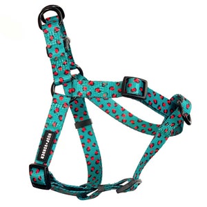 Leopard print no pull dog harness with front D-ring, easy walk step in puppy harness, Dog Accessories, New Puppy harness, unisex, green